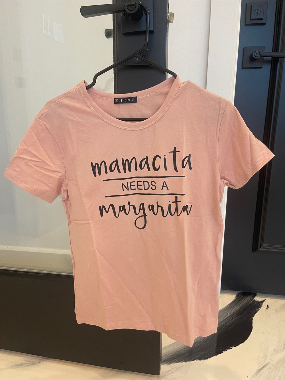 SHEIN Pink "Mamacita Needs a Margarita" Short Sleeve Tee